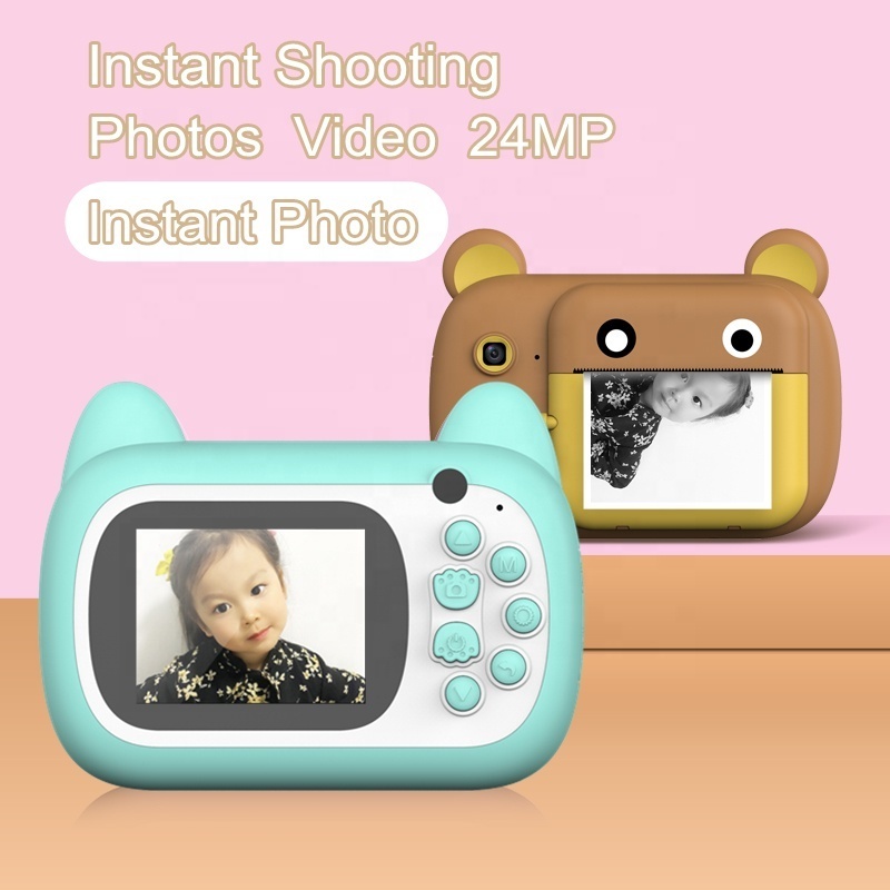 Plastic Mini Touch Screen Animal Children Camera Kids Baby Purse Toy Bubble Instant Print Camera for Kids