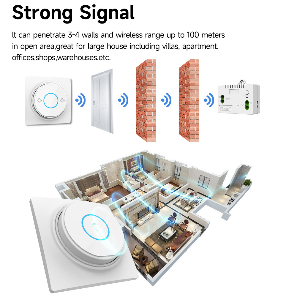 Rf433 Wireless Self Powered No Battery Needed Remote Control Light Switch For Smart Home