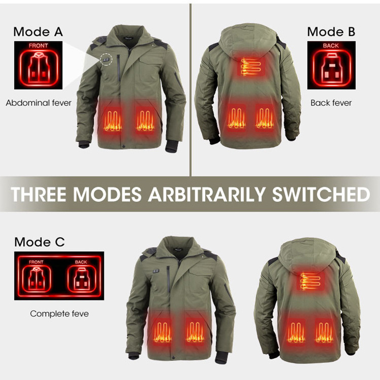 OEM ODM Factory Winter Warm Coat Waterproof Hunting Outdoor Jacket Rechargeable Battery Heated Jacket