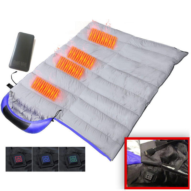 2023 USB warm waterproof emergency Winter camping heated sleeping bag