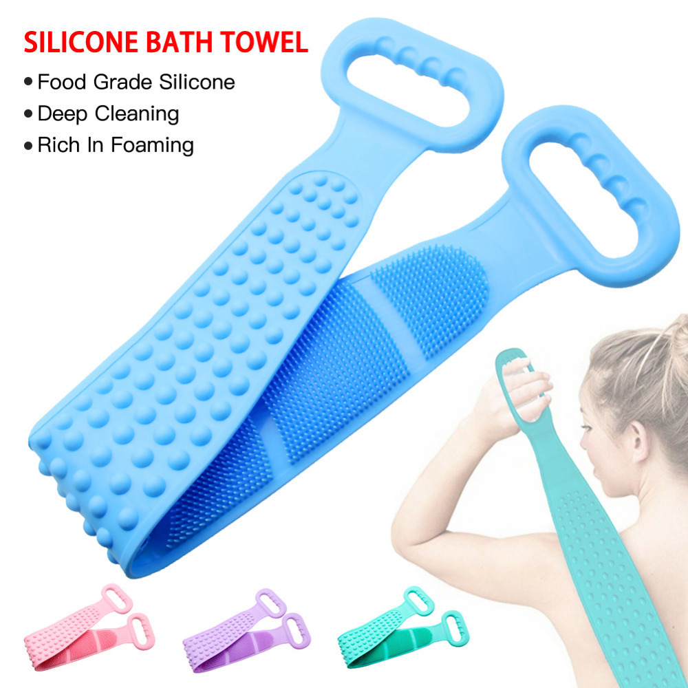 Exfoliator Massage Double Sided Shower Back Sponge Back Washer Body Brush Long Back Silicone Bath Scrubber