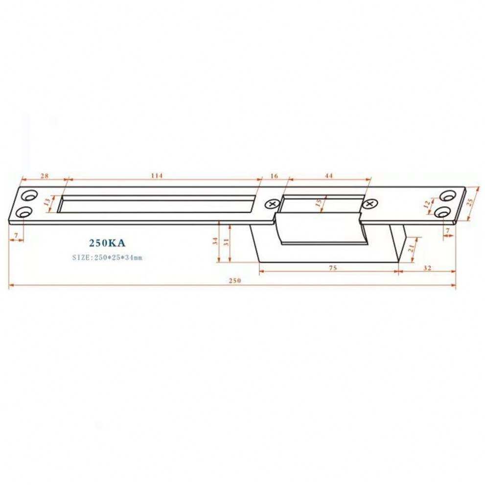 Long Plate European Narrow-Type Door Lock Electric Strike NO Style Power To Open Fail-Secure Type Electric Lock Cathode Lock