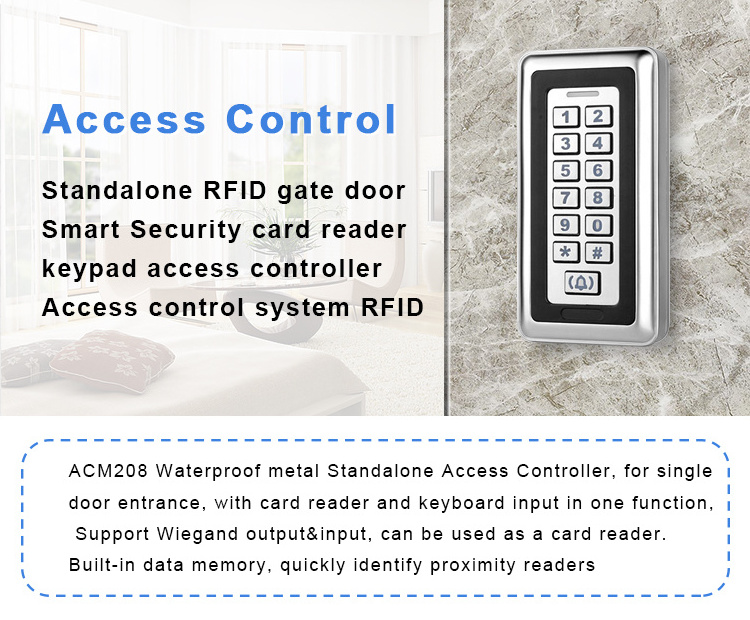 Standalone Metal Access controller System IP67 Waterproof Keypad Door Entry Electronic RFID Access Control