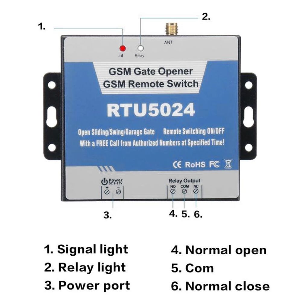 GSM Gate Opener Relay Switch Wireless Remote Control Door Access Long Antenna Free Call 850/900/1800/1900MHz Door Opener