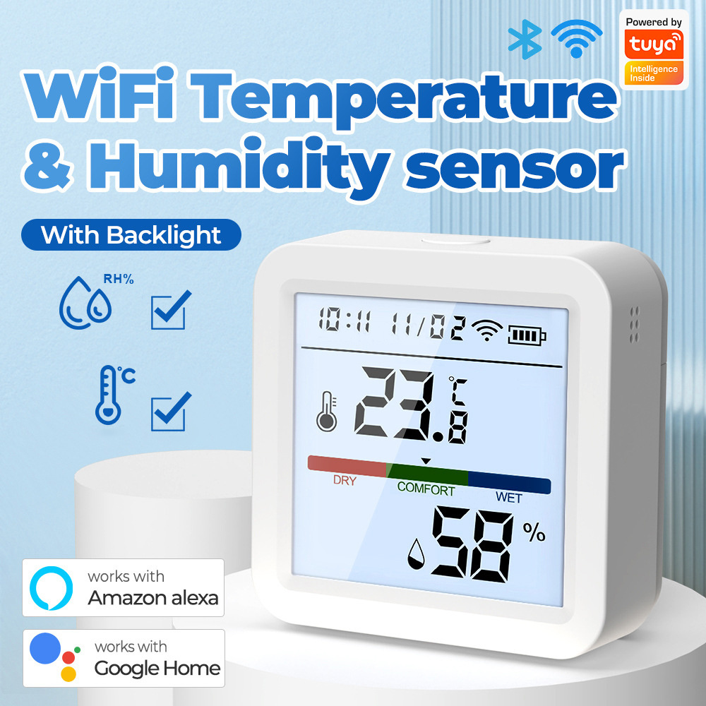 Support Commande Vocale Zigbee Hygrometer LCD Affichage WIFI Capteur de Temperature et Humidite