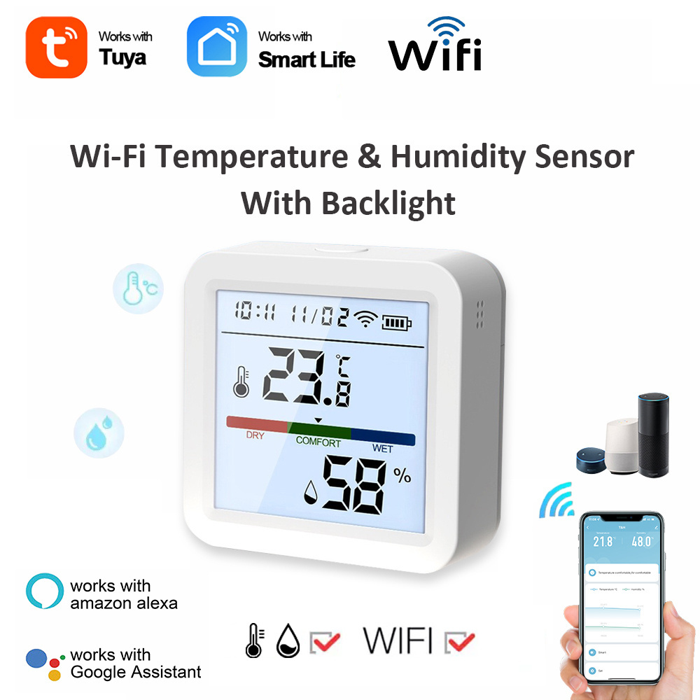 Support Commande Vocale Zigbee Hygrometer LCD Affichage WIFI Capteur de Temperature et Humidite