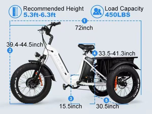 GPS smartable horseshoe lock 750W motor 3 wheeler fat tyre electric bike with hidden lithium ion 48v battery battery pack