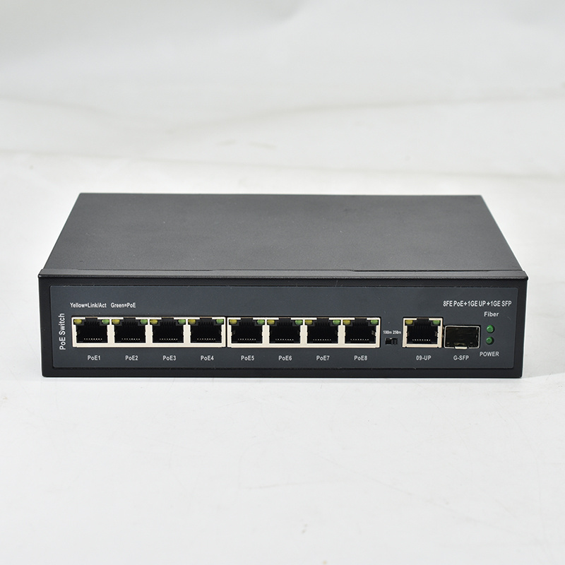 POE Switch 10/100Mbps 8 Ports Ethernet POE Switch with SFP Fiber Port Support Vlan for IP Camera NVR