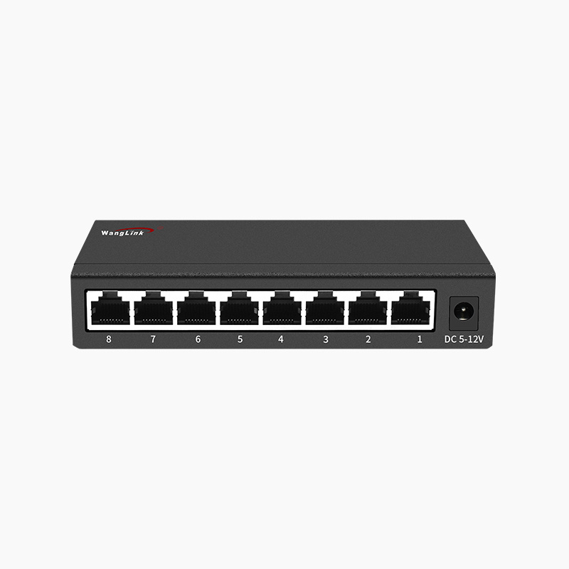 Wanglink Hotsale Unmanaged Hub network switch Hundred trillion 8 Port Ethernet plastic case Switch with Metal Housing