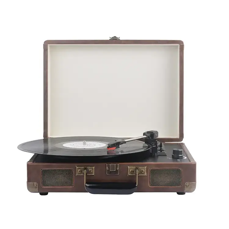 Suitcase 3 Speed Turntable Player With Built-in Speakers Moving Magnet Cartridge Vinyl Record player Bluetooth