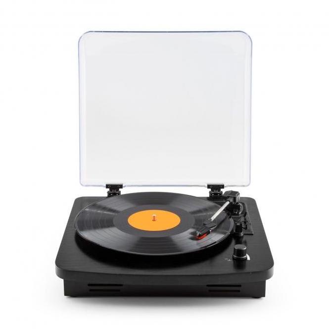 Old-fashioned turntable record player Vinyl record cartridge