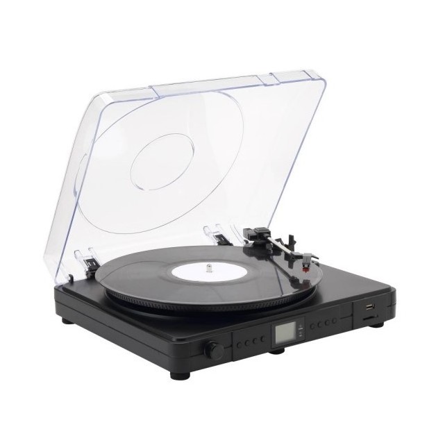 Big Platter LCD phono with transparent dust cover turntable with LCD screen vinyl record player turntable Vinyl Record Turntable