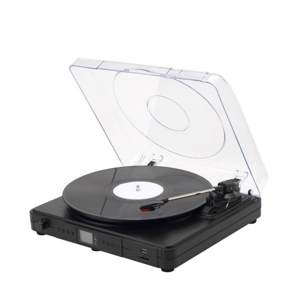 Big Platter LCD phono with transparent dust cover turntable with LCD screen vinyl record player turntable Vinyl Record Turntable