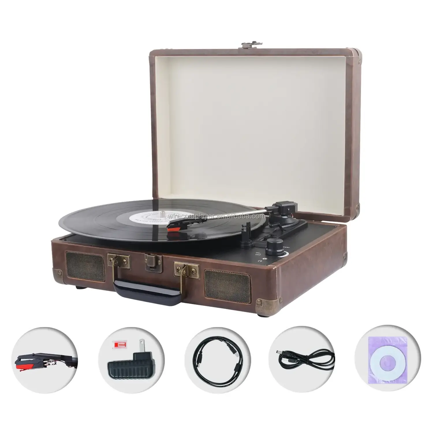 Suitcase 3 Speed Turntable Player With Built-in Speakers Moving Magnet Cartridge Vinyl Record player Bluetooth