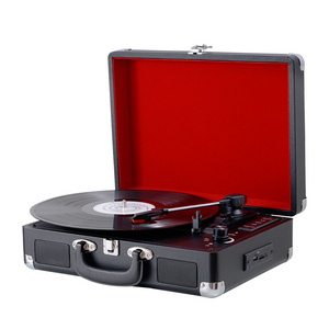 Suitcase Record Player Moving Magnet Cartridge Vintage LP Vinyl Records Bluetooth Turntable Player With Built-in Speakers