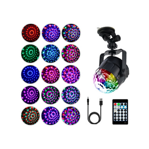 Hot Top Selling LED Party Light Disco Strobe Light Crystal Magic Ball 15 Color  Usb RGB Stage Light With Remote Control