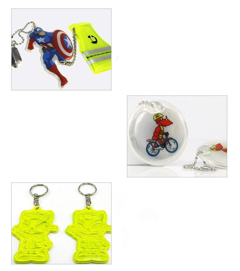 Custom Glow In the Dark Safe Reflective Keychain for Kids Bag Backpack Pendant