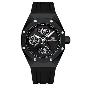 Low Price Red Blue Black Quartz Watches for Men Chic Multifunction Luxury Sport Waterproof Watches With Luminous Silicone Strap