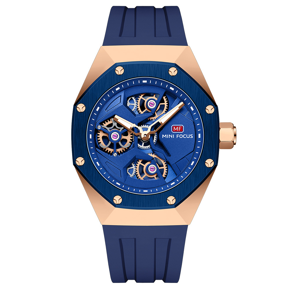 Low Price Red Blue Black Quartz Watches for Men Chic Multifunction Luxury Sport Waterproof Watches With Luminous Silicone Strap