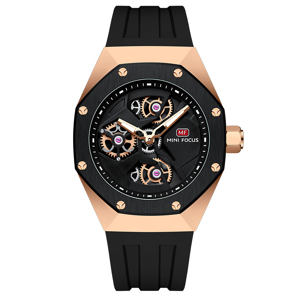 Low Price Red Blue Black Quartz Watches for Men Chic Multifunction Luxury Sport Waterproof Watches With Luminous Silicone Strap