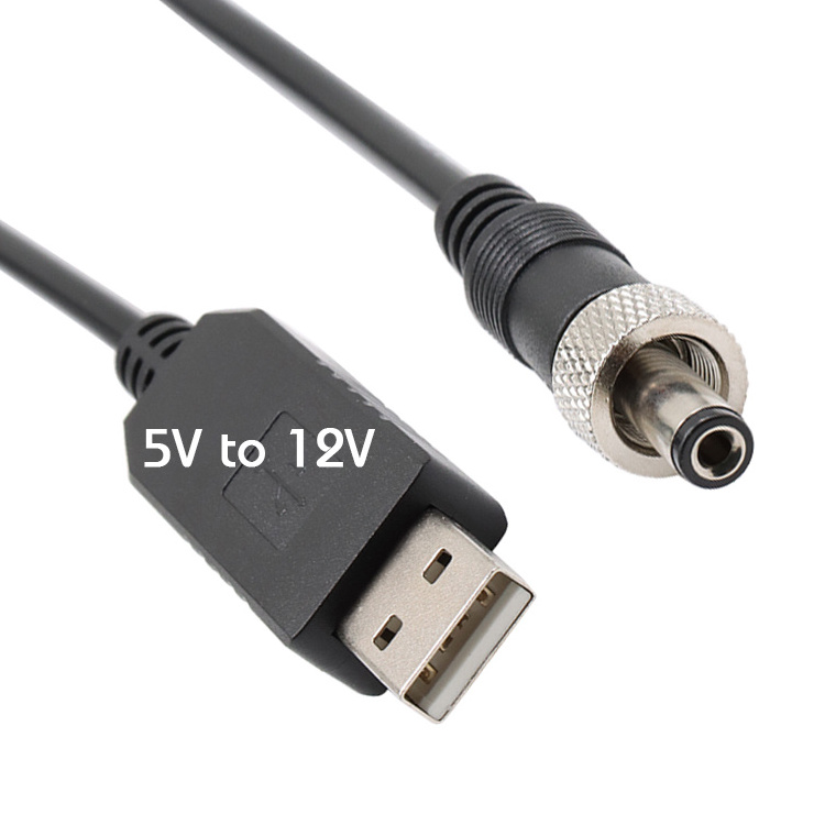 1A 2A 5V To 12V USB to DC 5.5 2.1mm Set Up Power Cable With Screw Lock