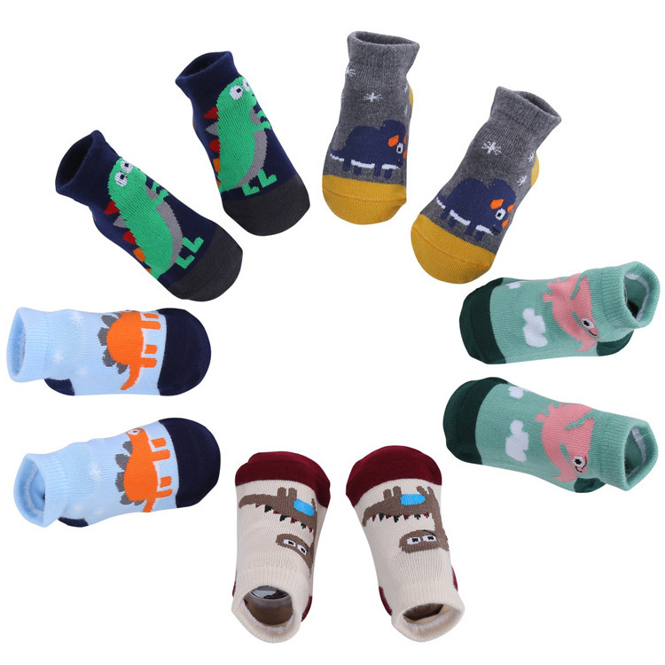 Manufacturers direct sales boy's cartoon baby socks cute thin model point glue non-slip socks