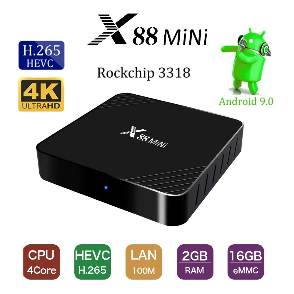 X88 Mini RK3318 Set top box 2GB/16GB Android 9.0 WiFi 4K HD Network Player Smart TV Box