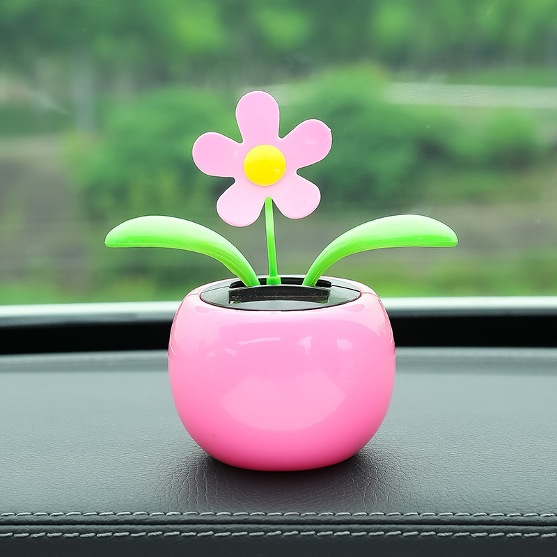 Funny Solar Powered Dancing Flower Dashboard Ornaments Swinging Toy Car Accessories Auto Interior Decoration Gifts For Friend