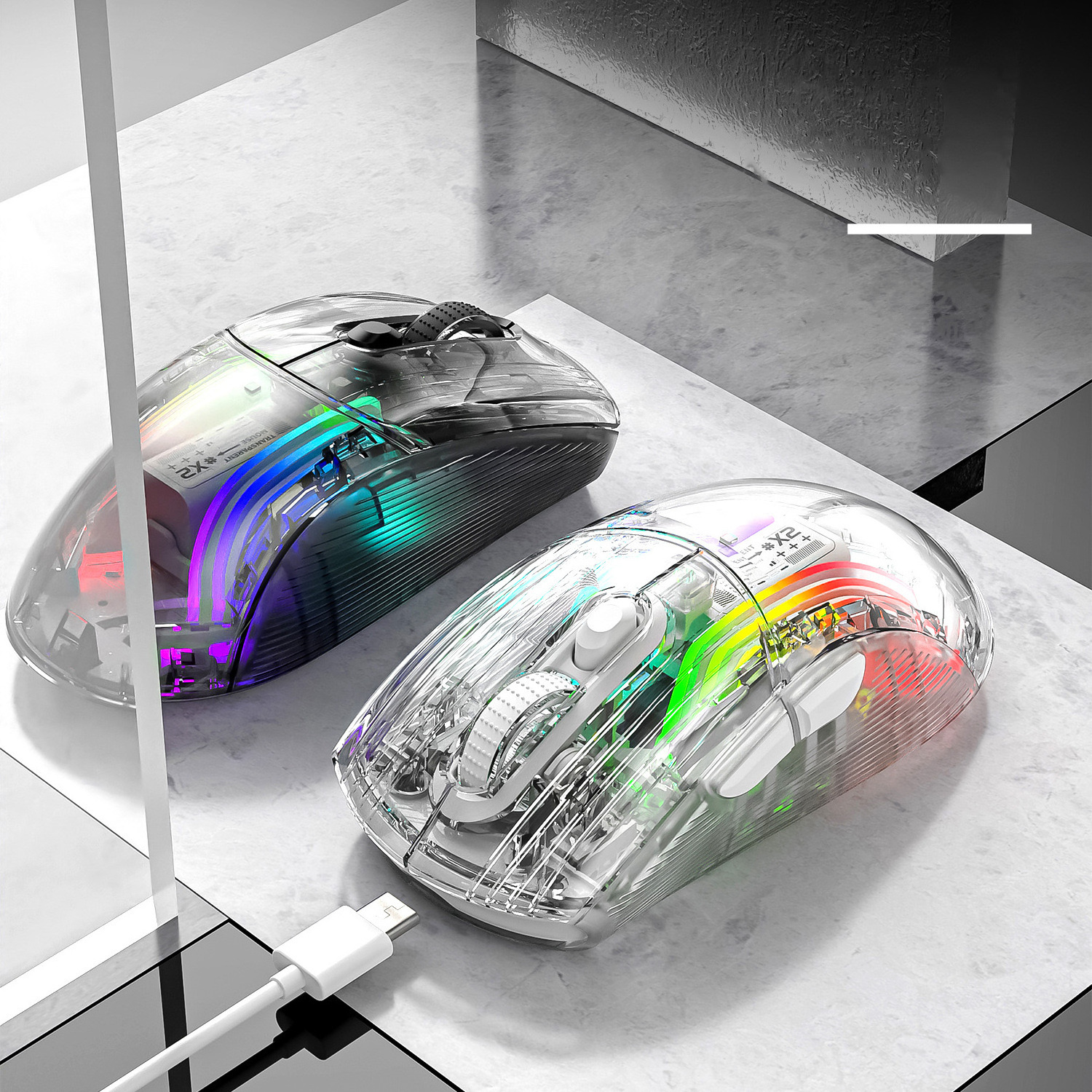 Attack Shark X2 RGB luminous wireless BT mouse Three mode connection transparent electronic competitive game wireless mouse