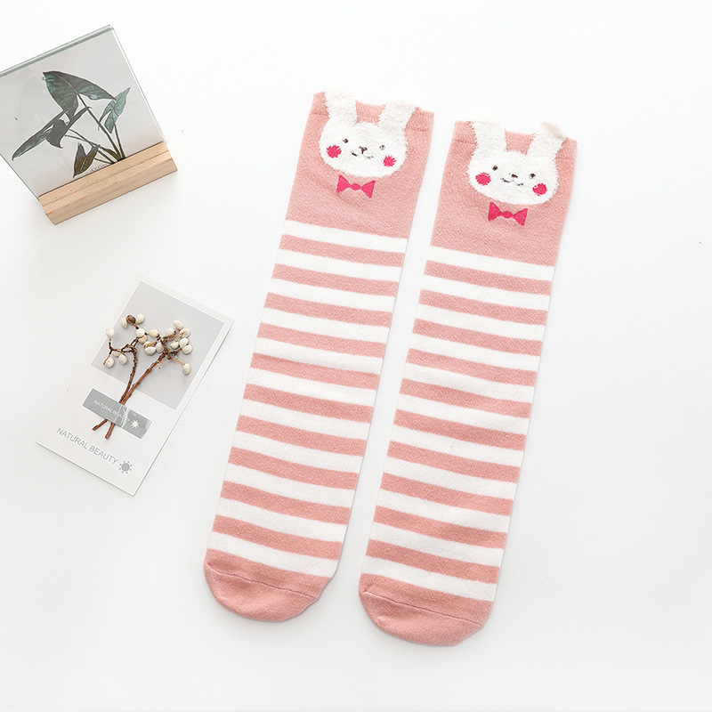 Japanese adorable animals children's knee socks striped high school stockings children's calf socks