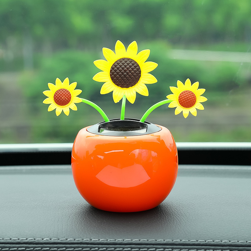 Funny Solar Powered Dancing Flower Dashboard Ornaments Swinging Toy Car Accessories Auto Interior Decoration Gifts For Friend