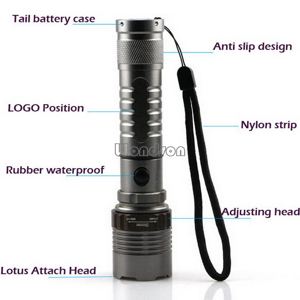 Zoomable 10W 1200 Lumen Attack Head White LED Rechargeable Tactical Flashlight