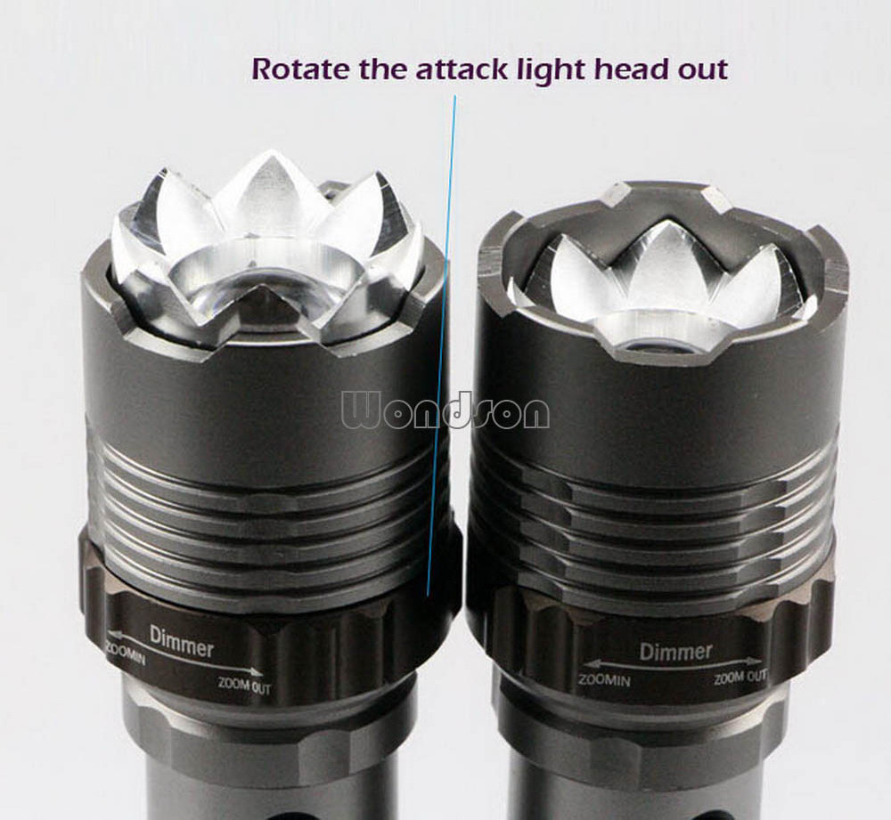 Zoomable 10W 1200 Lumen Attack Head White LED Rechargeable Tactical Flashlight