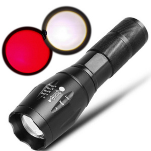 2 in 1 Dual LEDs Zoom Red + White Light Flashlight Astronomy Navigation Map Aviation Night Red Torch