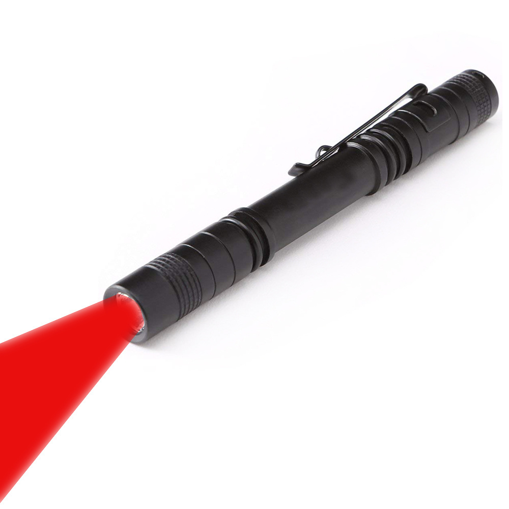 630nm Red Light Pen Type Flashlight Aviation Night Vision Red Lamp Flashlight