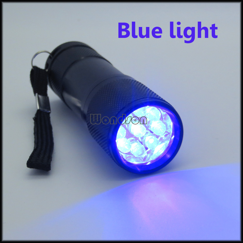 470nm 9 LED Blue Ray Light Lamp Flashlight with Customized Logo