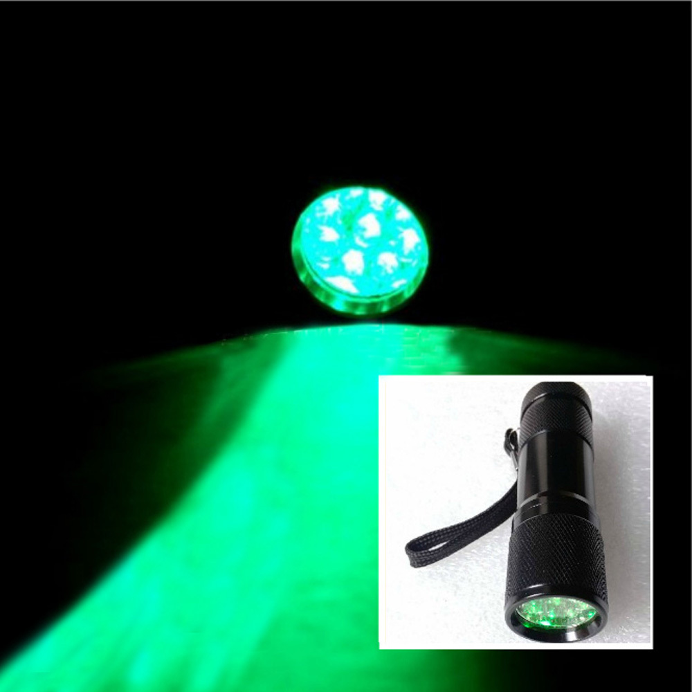 Powerful Active Eyes 9 LED Flashlight Green Light Plants Grow Flashlight