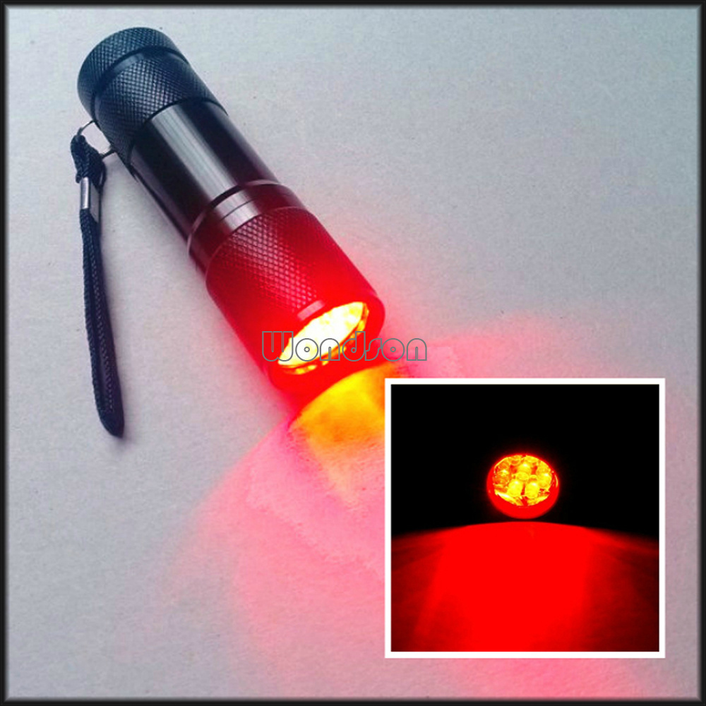 9 LED Red Light Astronomy Night Vision Camping Hunting Red Flashlight