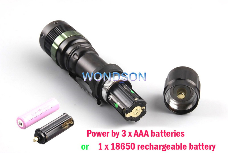 3W Red LED Light Black Flashlight for Aviation Astronomy & Night Vision