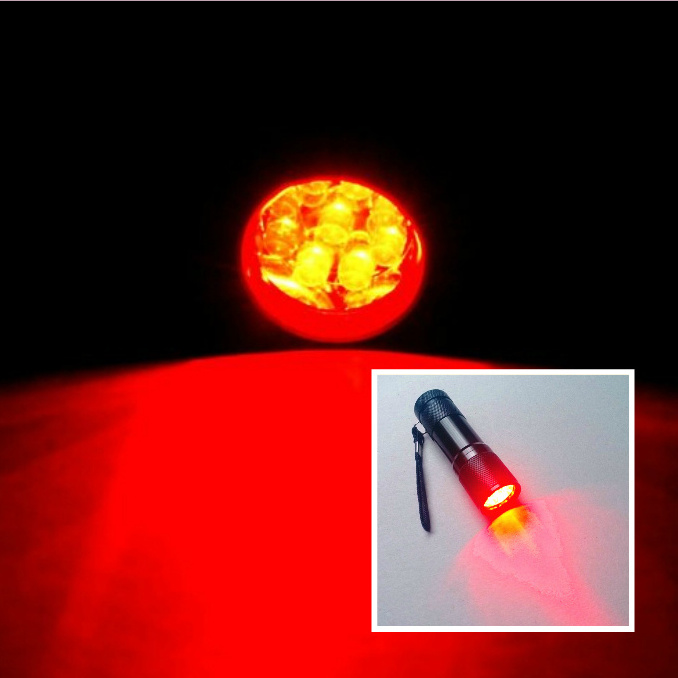 9 LED Red Light Astronomy Night Vision Camping Hunting Red Flashlight