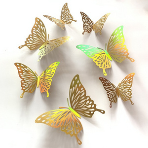 Hot selling 3D Hollow Butterfly Wall Sticker Christmas Decoration Birthday Wedding Theme Party Layout Art Wall Sticker