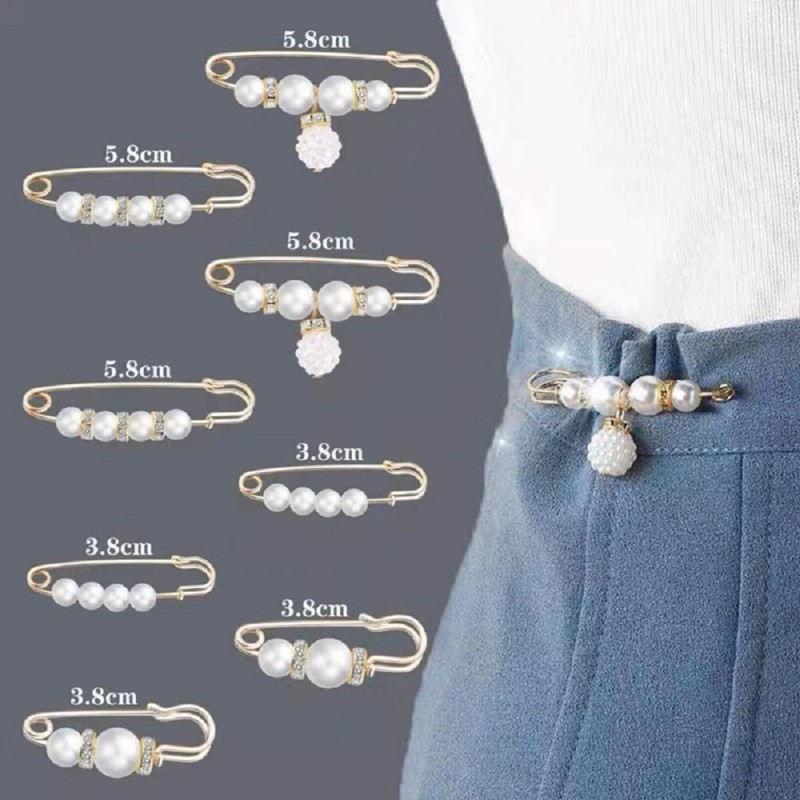 Sweater Shawl Clip Pearl Rhinestone Collar Brooch Women's Clothing Pants Skirt Waist Extension Safety Pin