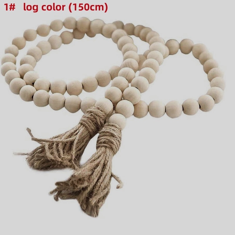 Hot selling Wooden Beaded Garland with Tassels, Farmhouse Beads Country Decor Prayer Bohemian Beads Wall Hanging Decoration