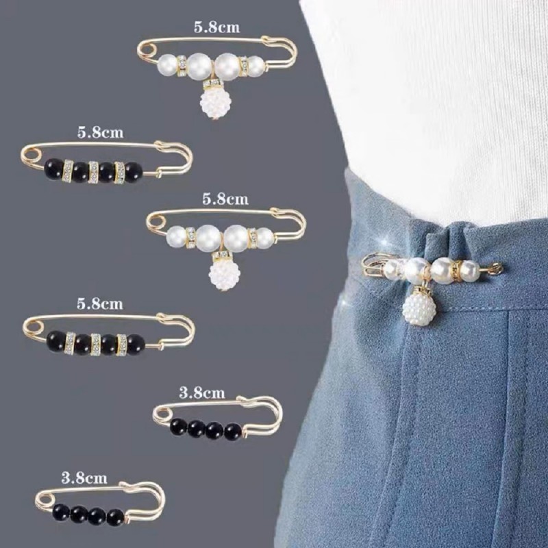 Sweater Shawl Clip Pearl Rhinestone Collar Brooch Women's Clothing Pants Skirt Waist Extension Safety Pin