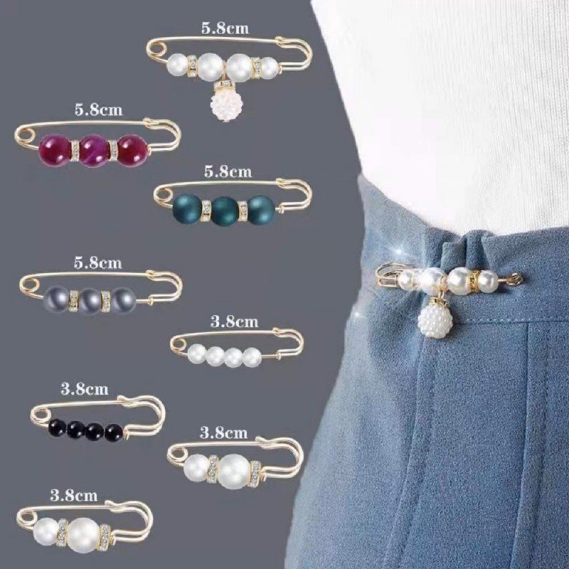 Sweater Shawl Clip Pearl Rhinestone Collar Brooch Women's Clothing Pants Skirt Waist Extension Safety Pin