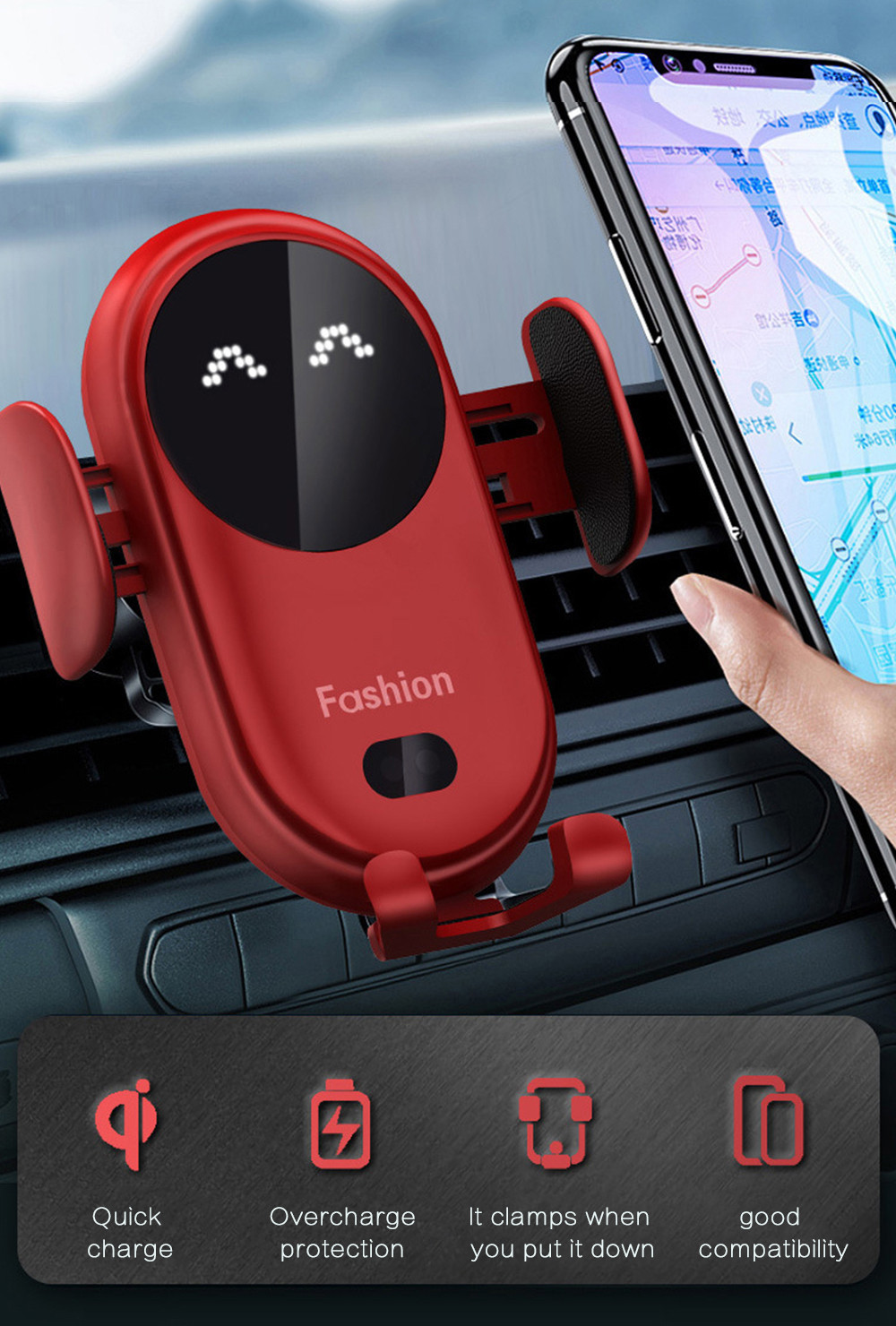 car charger holder The lowest wholesale price mobile phone universal wireless charging car qi 10W 15W wireless charger