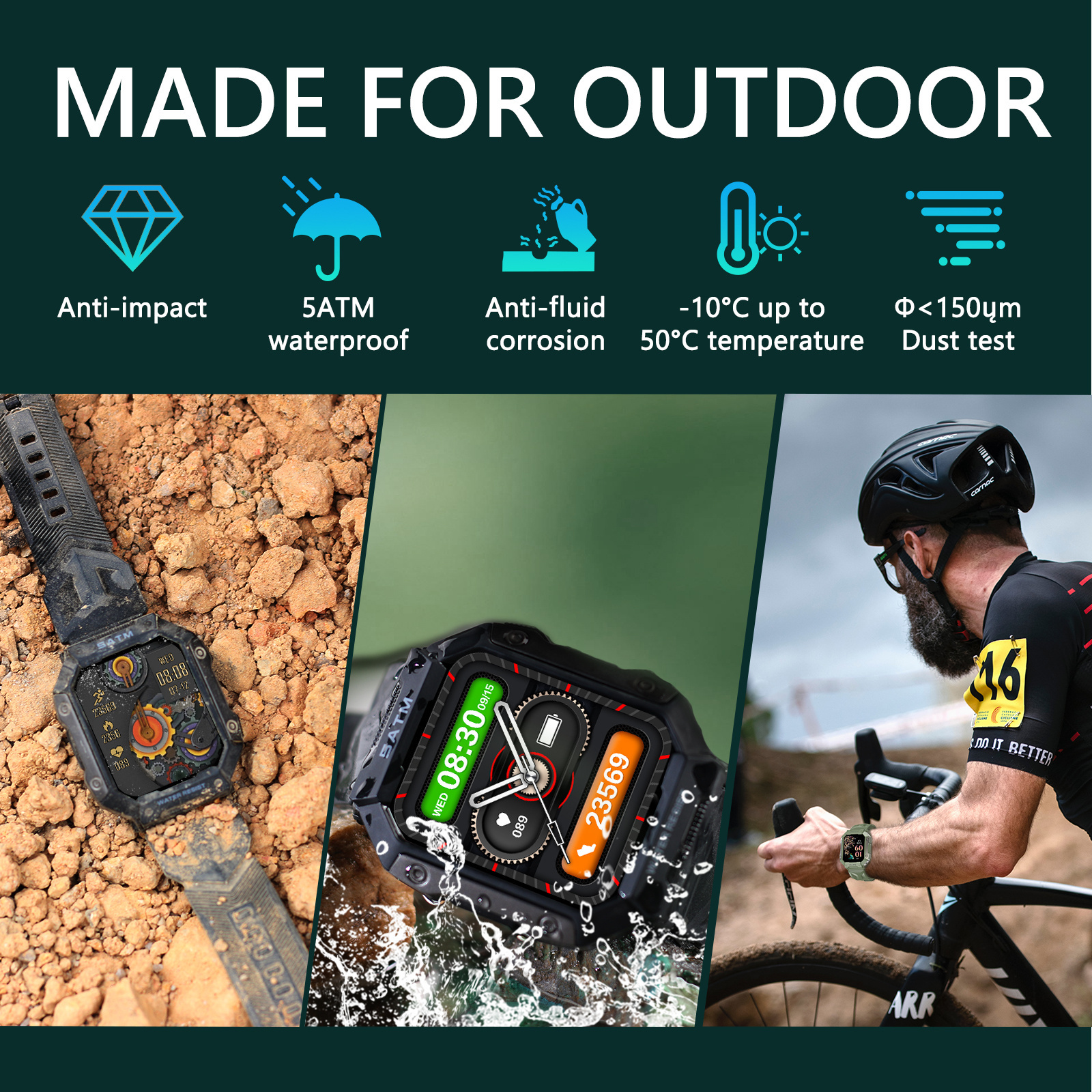 Swim IP68  3ATM  SmartWatch Outdoor Sports Style BT Phone Call Dial Answer Call Long Battery Life smart watch 2024