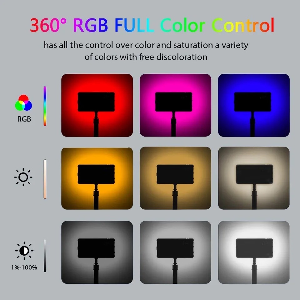 20 Light Effects Mini RGB LED Video Light Photography On-Camera Lighting Panel With CRI95+ 2500-9000K LCD Display Cold Shoe