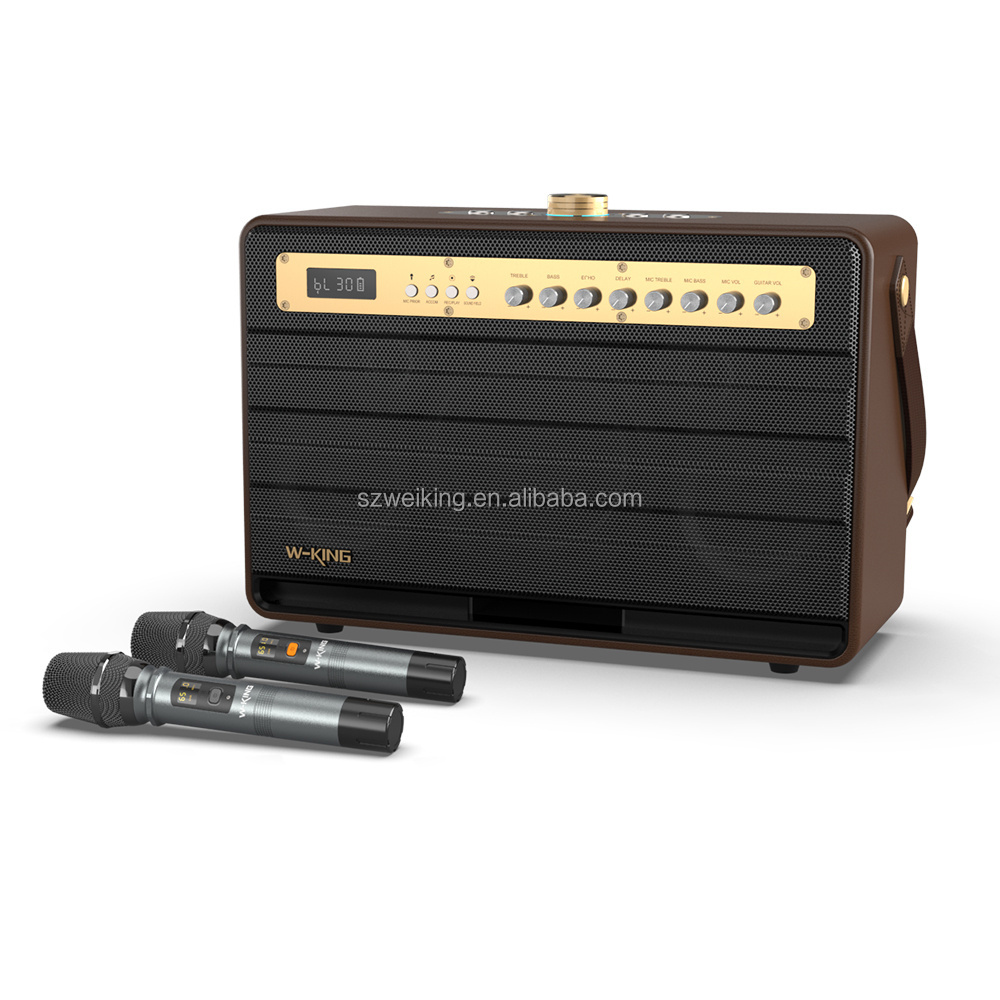 Original W-KING K6L Karaoke retro style Bluetooth wireless boombox with two wireless microphones