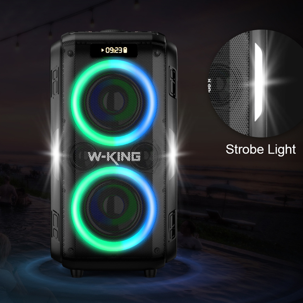 W-KING T9 Pro 80 Watt Wireless Rich Bass Stereo Sound TWS Portable Bluetooth Speaker outdoor with RGB light